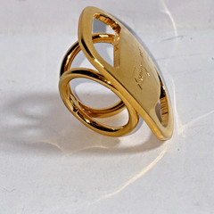 FERRAGAMO Vintage Scarf Ring Gold Tone Metal Made in Italy