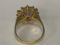 ESTATE 14k YELLOW GOLD GENUINE tanzanite DIAMOND WOMENS RING