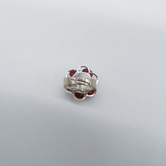 Vintage Red Glass Flower Ring Size 6.25 Expandable Silver Tone Boho Cute