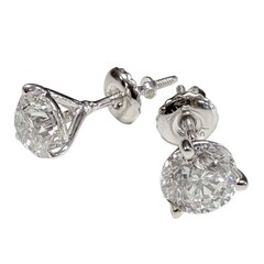 14k White Gold 2 Ct Natural Diamond Stud Earrings