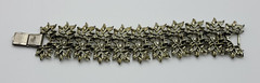 Coro Silver Tone Textured Leaf Vine Link Chain Bracelet 7 Inch Fold Over Clasp