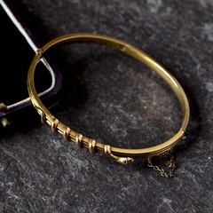 FABULOUS ANTIQUE VICTORIAN ENGLISH 15K GOLD GARNET COILED SNAKE BANGLE 1891