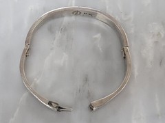 Taxco Sterling Silver Turquoise Hinged Bangle Bracelet ~ 41.4g ~ 4-A272