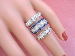 ANTIQUE ART DECO 1.35 ctw OLD DIAMOND PLATINUM 5-STONE COCKTAIL RING 1930 sz 5.5
