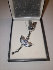 Vintage Silvertone Rose Stem Brooch 2.5 Inches Unsigned 1960-1970 Elegant…