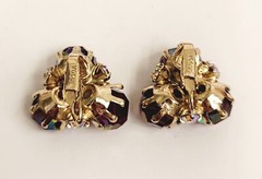Vintage Vogue Red AB Crystal Bead AB Rhinestone Earrings