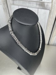 Vintage Monet Barrel Chain Necklace Silver Tone Chunky