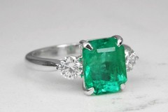 Art Deco Antique 3.50 Ct Natural Green Emerald Vintage Wedding Ring 925 Silver