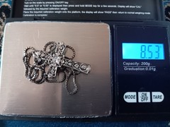 Sterling Silver 23″ box link chain with Sterling Cross Unk Stones c pics