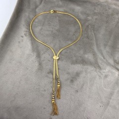 Vintage Monet Necklace Gold Tone Bolo Slide Tassel 20”