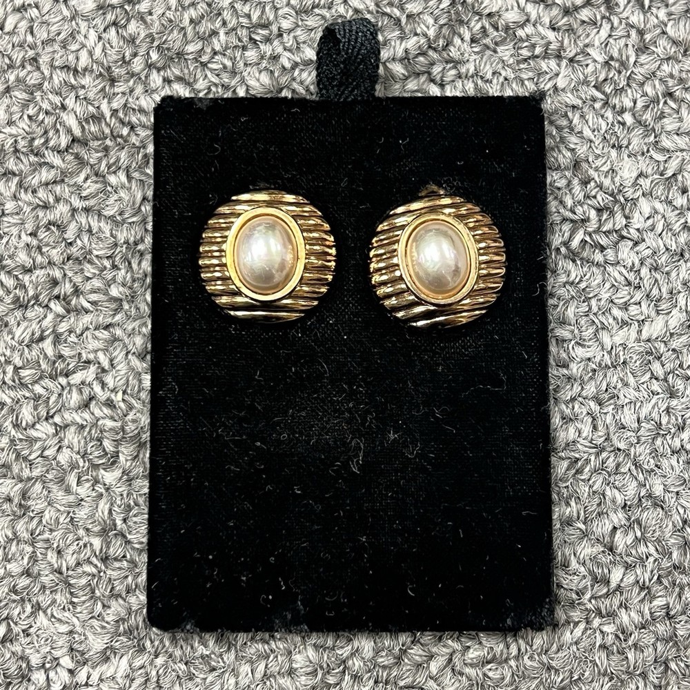 Vintage Lanvin Germany Fashion Jewelry Clip On Earrings Faux Pearl New