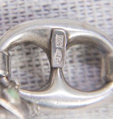 Vintage Etruscan Revival 800 Silver Fob Charm Bracelet Stones 8″ Long 800 – 52g