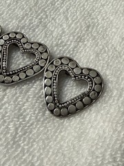 Beautiful Large Vintage Sterling Silver Triple Heart Bar Brooch Pin