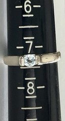 Vintage Sterling Silver 925 Signed SU Blue Topaz Flush Set Ring Size 7.5