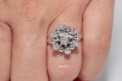 Antique Circa 1920s Art Deco 18k Gold Natural Diamond Decorated Ring