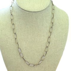MARCIA MORAN Signed Geometric Oval Open Link Chain Necklace 18 Inch Designer