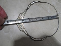 VINTAGE ALPACA SILVER MEXICO CRESCENT NECKLACE ABALONE SHELL