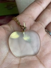 Vintage Avon frosted glass apple pendant on a gold-tone chain