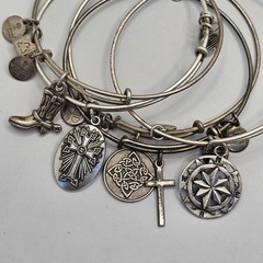 Alex and Ani Silver Tone Charm Bracelet Lot Celtic Knot Armenia Cross & Compass