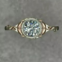Art Deco Style Round Lab Created Diamond14k White Gold FN Pretty Engagement Ring