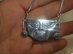 Face of Man Sticking His Tongue Unusual NECKLACE Signed ANDES Vintage Sterling