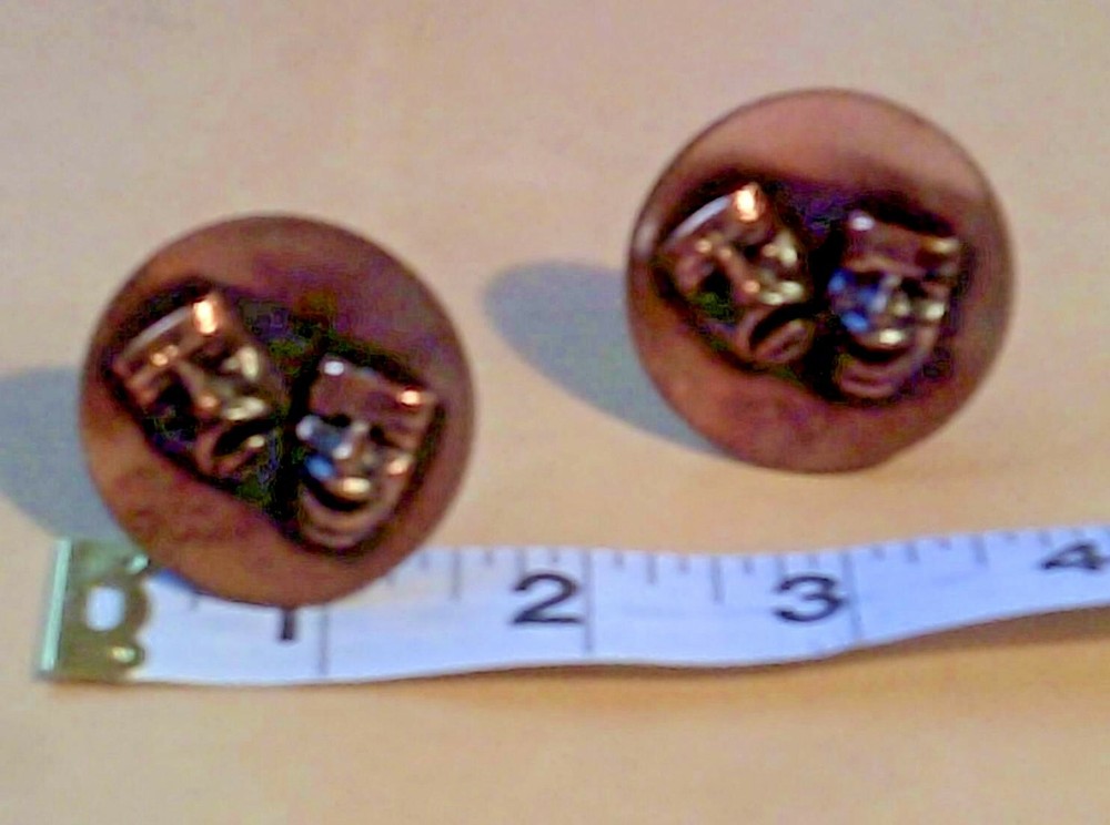 “KIM” Comedy Tragedy Mask Cuff links Drama Faces Theater Acting/Actor/Actress