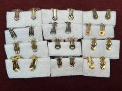 VINTAGE JEWELRY CLUSTER BEADED CLIP-ON EARRINGS LOT OF 12 ASSORTED COLORS