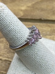 Vintage RS Covenant Pink Marquise Cut Cz Sterling Silver Cocktail Band Sz.7