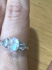 Vintage Sterling Silver Ring Moonstone Aquamarine/Blue Topaz? 925 7.5 AS IS