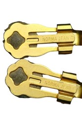 Norma Jean Signed Vintage 1980s Gold Hammered Rectangle Statement Clip Earrings