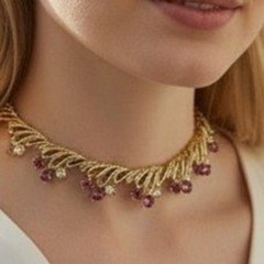 Vintage Coro Pink Rhinestone Necklace Gold Tone 1950s 1960s Pinecone Extender