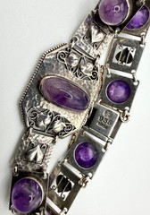 Antique Arts & Crafts 1908-1910 THEODOR FAHRNER Amethyst 935 Sterling Bracelet