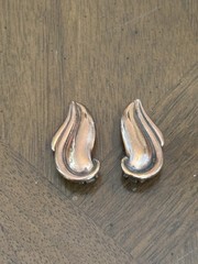 Vintage Renoir Copper Modernist Abstract Swirl Stud Earrings Signed Nice!