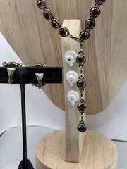1953 Vintage Hollycraft Ruby Glass Necklace Bracelet & Earrings