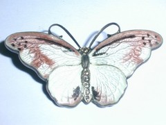 VINTAGE- OX- TINA OXAGER DENMARK STERLING ALL ENAMEL BUTTERFLY BROOCH- 1 5/8″!