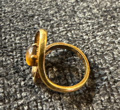 Vintage Uncas KaratClad Ladies Ring 18k Gold HGE Tigers Eye Size 7 NOS/NWT