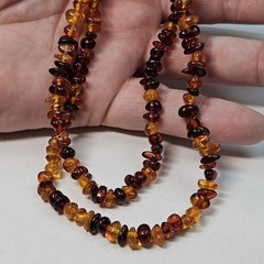 Large Vintage Brown & Orange Amber Beaded Necklace 30-in Graduated 22 Grams