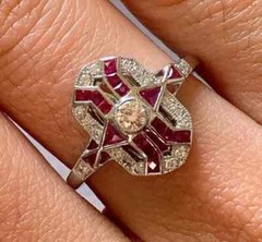 3.00 CT White Round Cut CZ & Pink Art Deco Vintage Style Wedding 925 Silver Ring