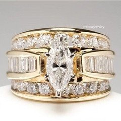2 Ct Marquise Cut Women’S Diamond Wedding Anniversary Ring 14k Yellow Gold Over