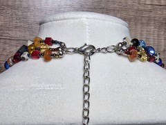 Vintage EsMor 3-Strand UNIQUE Art Glass Beaded Necklace SIGNED EsMor