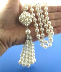 Faux Pearl Tassel Necklace Strand 5 x 24 Inch