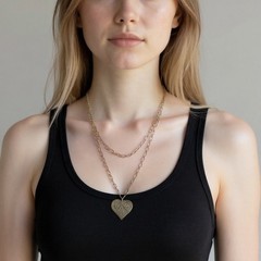 Vintage 90s Elegant Gold Heart Pendant Necklace