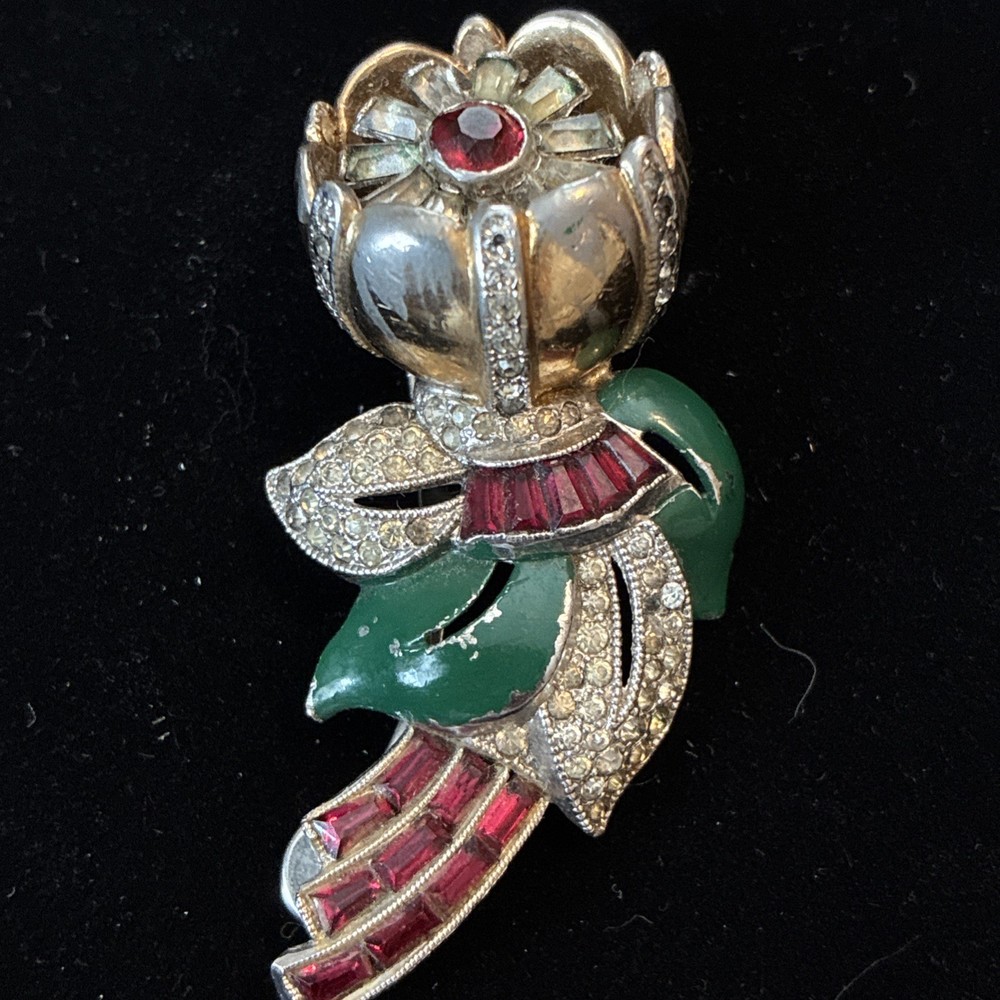 Vintage Patent-Number Trembler Figural Flower Clip / Brooch 1940s