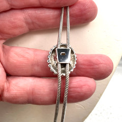 Lariat Necklace Cowgirl Pendant Slides Silver Plated Pave Rhinestone 32″