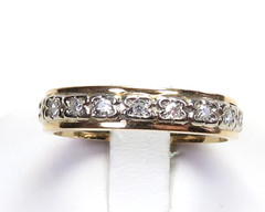 Antique 1920’s Eternity Wedding Band 14K Two Tone Gold Ring Sz 7.25 UK-O EGL USA