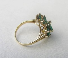 Vintage 14K Gold Emerald and Diamond Spray Ring Circa 1970