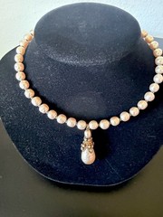 Vintage Miriam Haskell Faux Baroque Pearl Pendant UNSIGNED Wired Choker “AS IS”