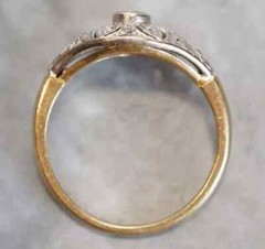 Vintage Art Deco Style Lab Created Diamond Engagement 14K Yellow Gold FN Ring
