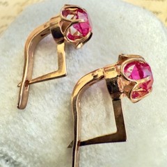 Vintage 14k 583 Rose Gold Soviet Era Earrings – East European – #1709