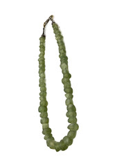 Vintage Chunky Green Prehnite Beaded Chip Nugget Necklace Handmade 18″ Choker